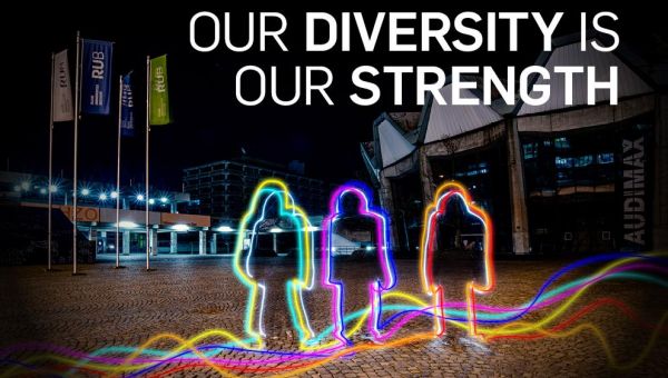 Schriftzug Our Diversity Is Our Strength/ Audimax